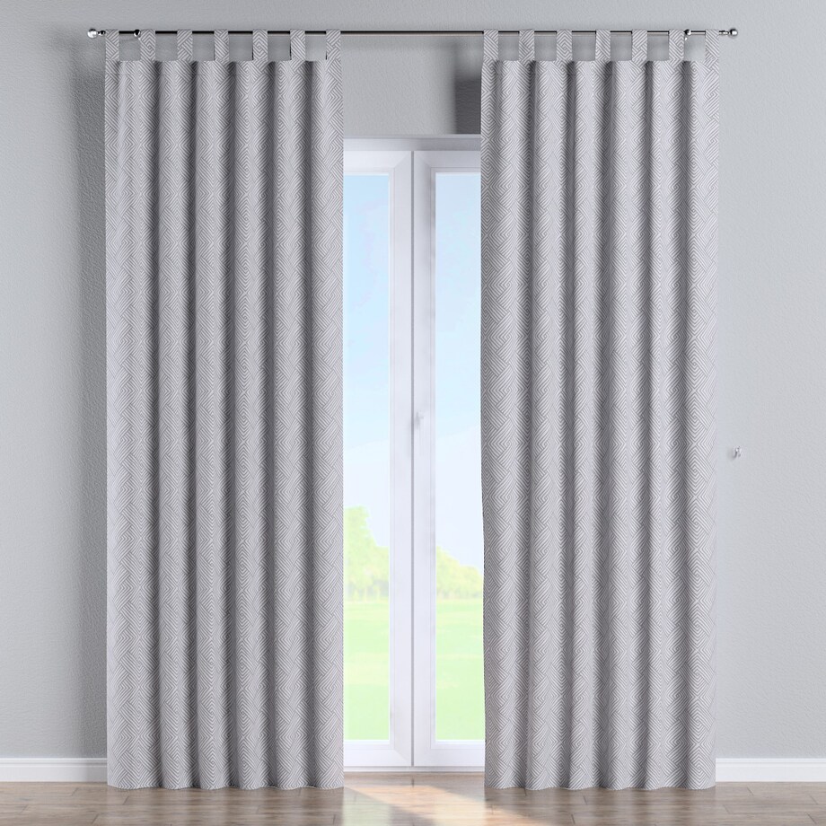 Zasłona na szelkach 1 szt. 130x245 szare wzory geometryczne