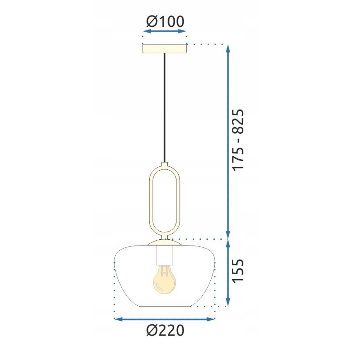 Lampa Wisząca Szklana Mleczna Złota Biała Toolight