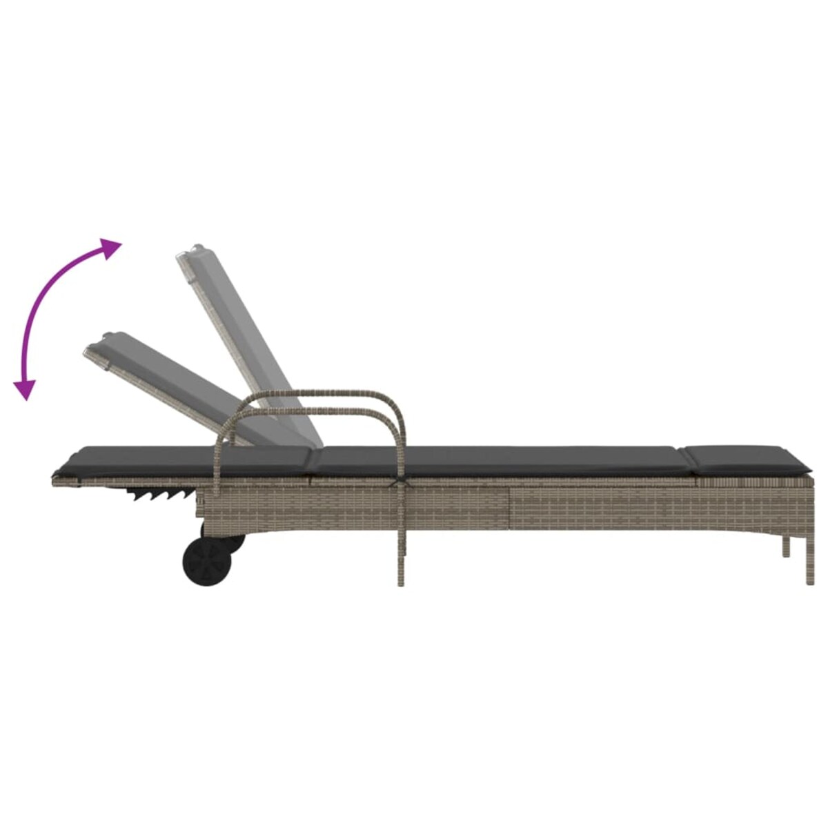 vidaXL Leżaki z poduszkami, 2 szt., szare, polirattan