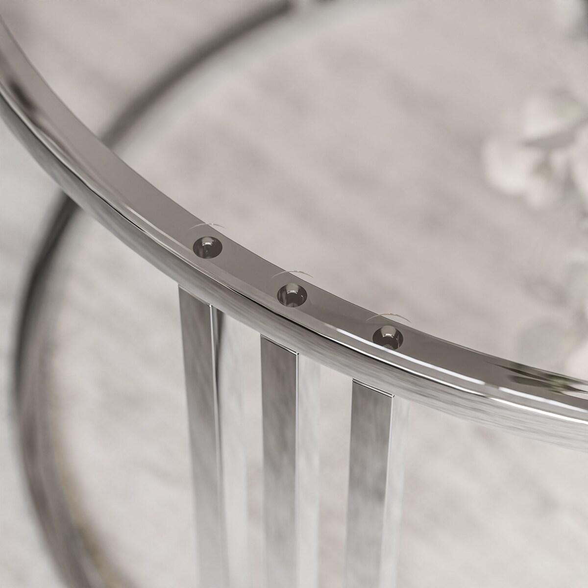 Stolik LORI 2w1 chrom przeźroczyste szkło