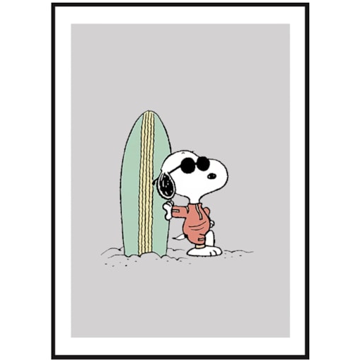 Poster Story, Plakat, Obraz - Snoopy z Deską Surfingową, wymiary 60 x 84 cm