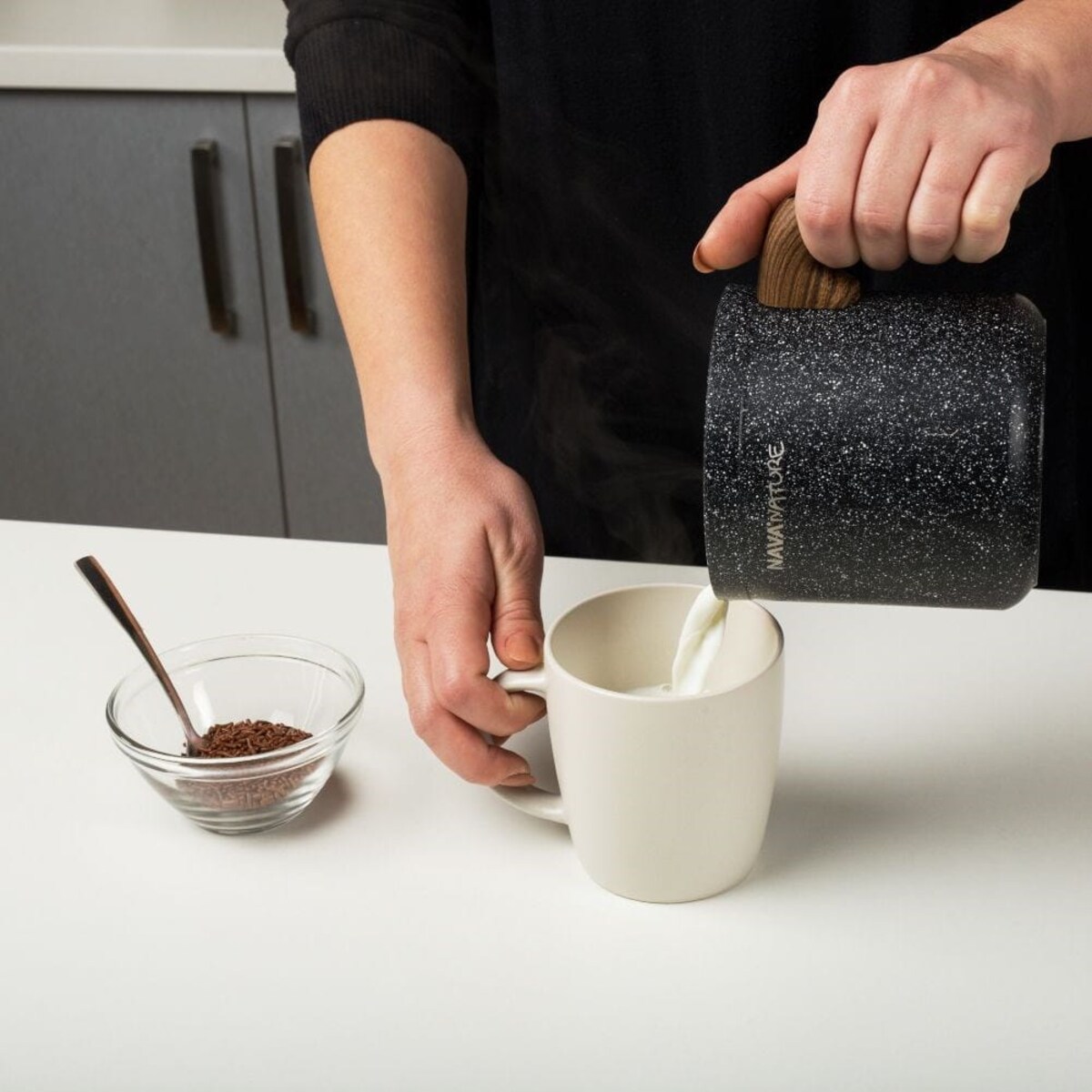 Garnek do mleka Rondel Granitowy na mleko 1 l Nature Garnuszek na Budyń Krem