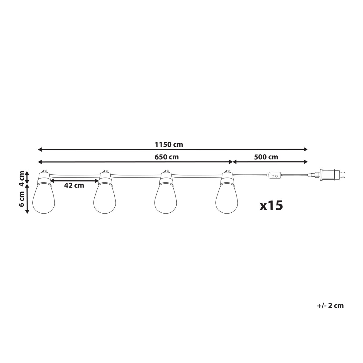 Girlanda świetlna ogrodowa kolorowa 15 x G40 Smart LED 11.5 m IP 44 ITILLEQ