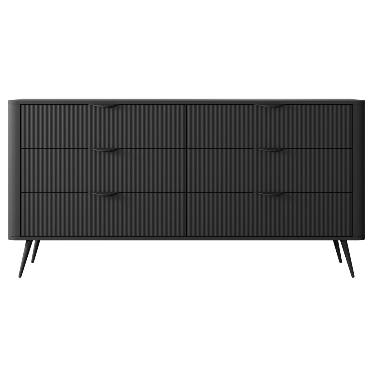 Komoda nowoczesna 6S LENA ryflowana czarna