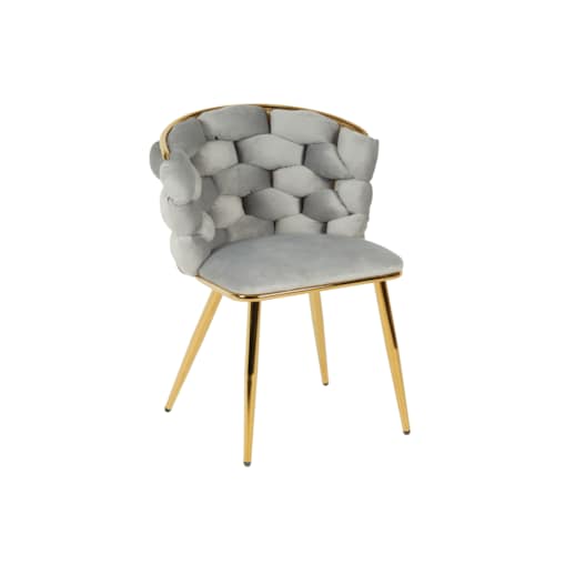 KRZESLO GLAMOUR TAPICEROWANE DO STOŁU JADALNI KUCHNI SZARRE NOGI ZŁOTE