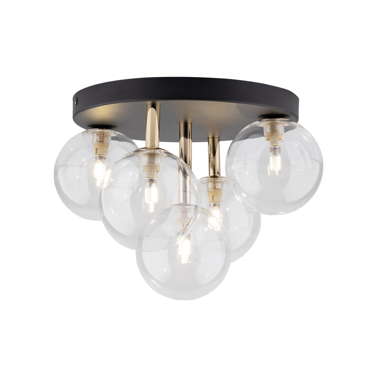 Nowoczesna lampa sufitowa NILOS Black/Gold TK Lighting 5xG9, czarno-złota, szkło, metal, do salonu i jadalni