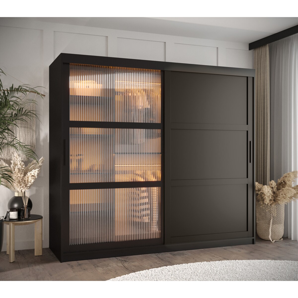 Szafa przesuwna Garderoba FLUTES 3 200 czarny