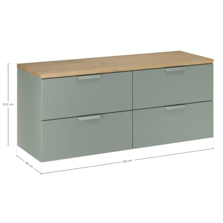 Szafka podumywalkowa wisząca z blatem ASTER w kolorze zielonego dębu, 120 cm