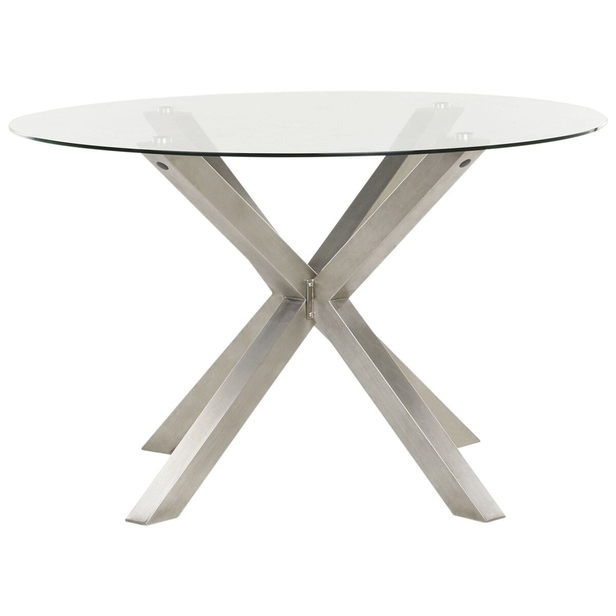 Zestaw: stół z 4 krzesłami MALETTO/GROSSETO Szkło 120x120x75 cm Srebrny