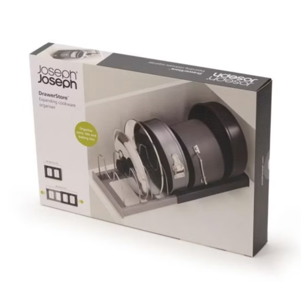 Organizer na garnki i pokrywki rozsuwany DrawerStore, 14.7 x 30.6 x 20.4 cm, Joseph Joseph