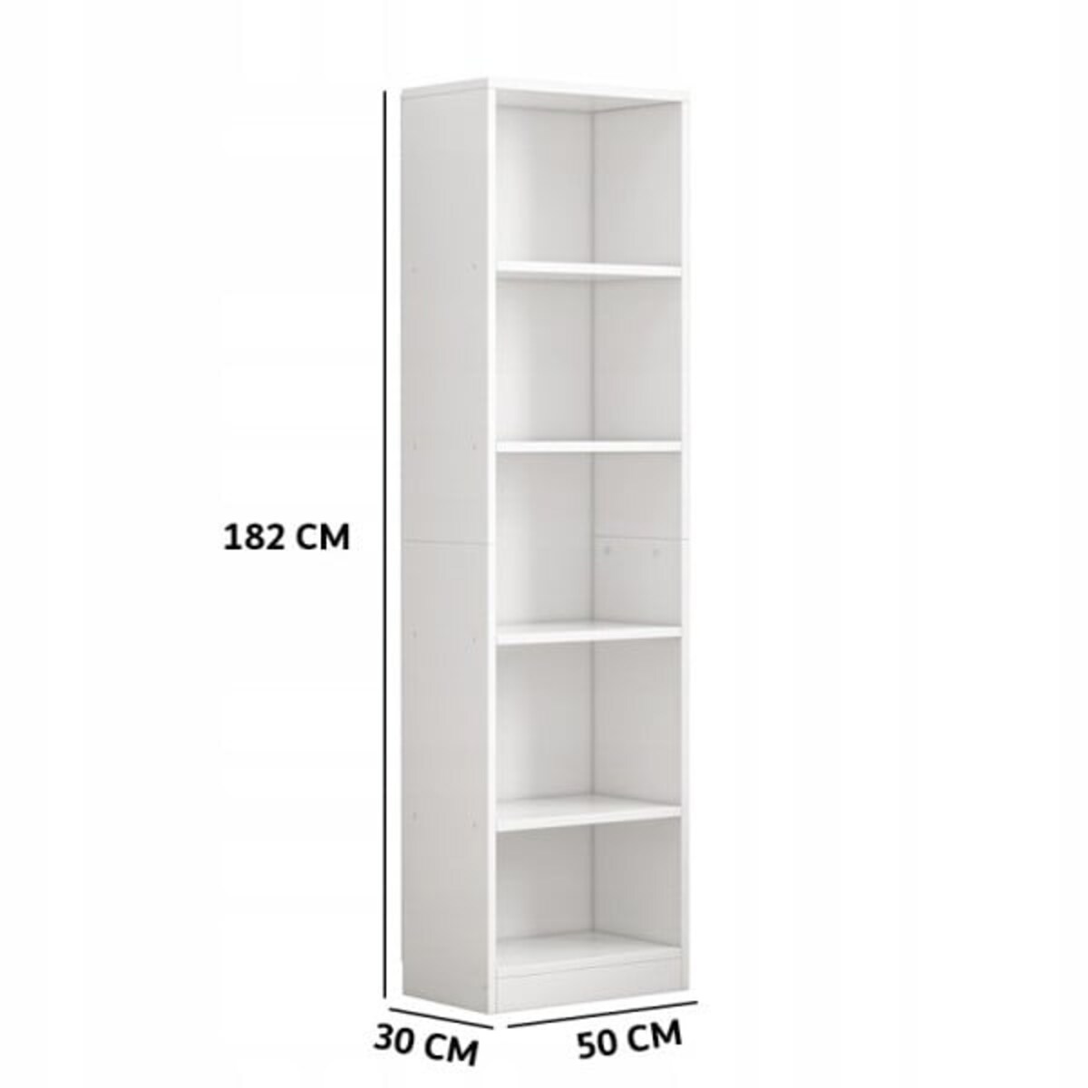 Biały regał stojący na książki półki wysoki nowoczesny słupek loft 182cm