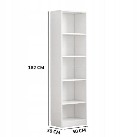 Biały regał stojący na książki półki wysoki nowoczesny słupek loft 182cm
