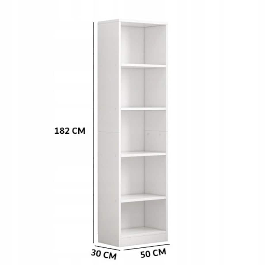 Biały regał stojący na książki półki wysoki nowoczesny słupek loft 182cm