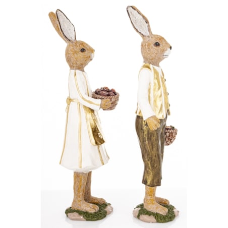 Dekoracja - para królików 25,5x9,5x6 i 25x7,5x7 cm RAFFINATO z koszykami