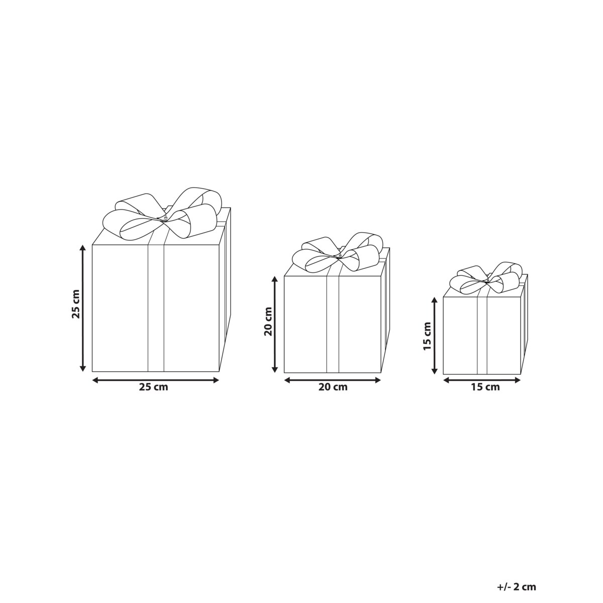 Zestaw 3 dekoracji LED prezenty świąteczne 25 cm wielokolorowy CAPELLA