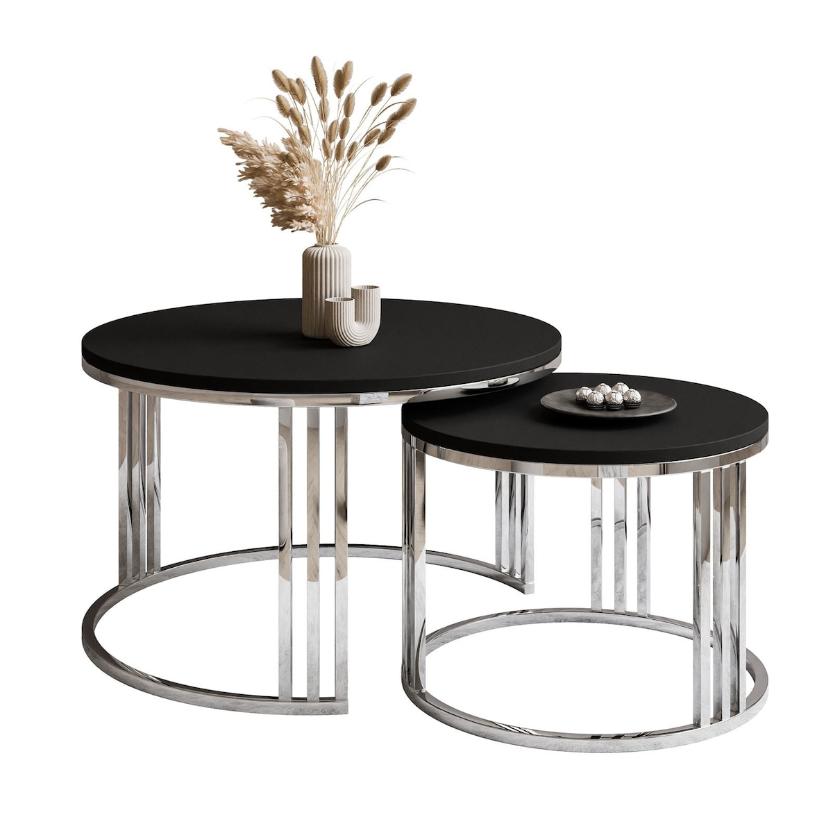 Stolik kawowy LORI 2w1 chrom czarny mat