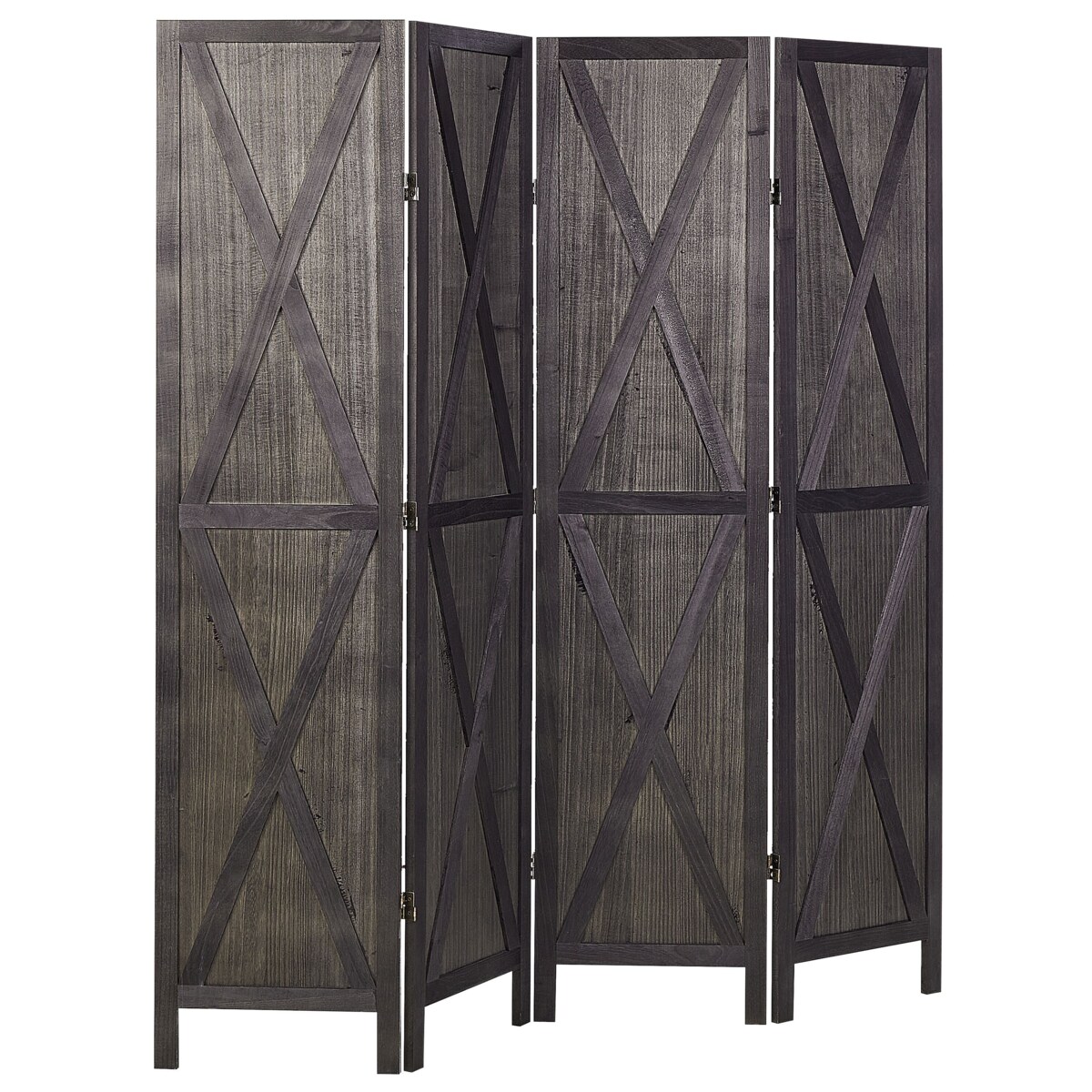 4-panelowy składany parawan pokojowy drewniany 170 x 163 cm ciemnobrązowy RIDANNA