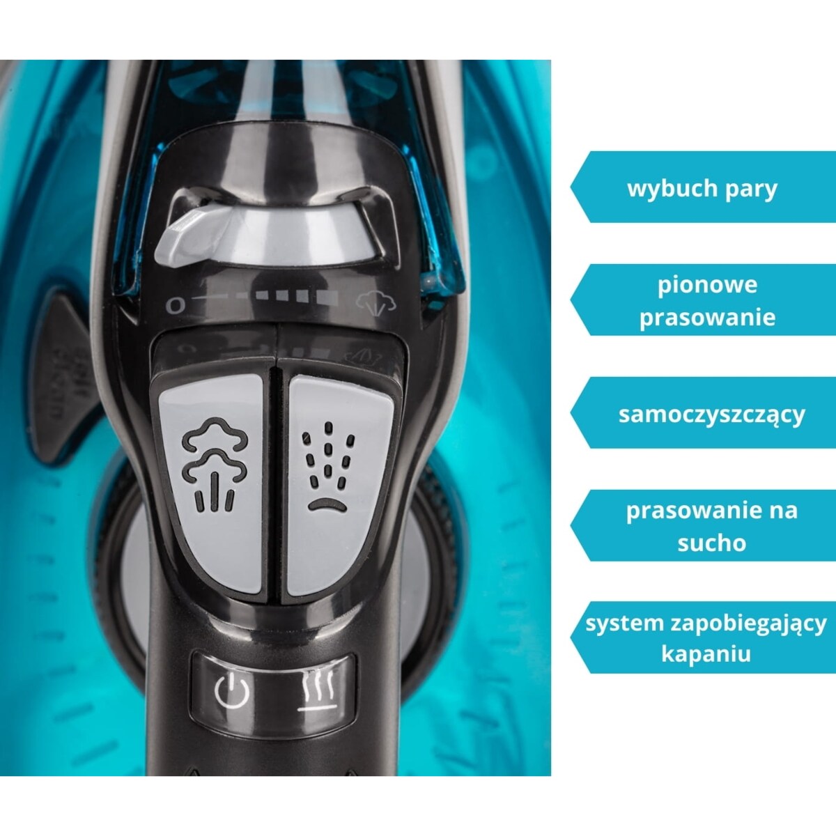 Żelazko parowe ANTI-CALC ANTI-DRIP prasowanie w pionie 2800W KAMILLE
