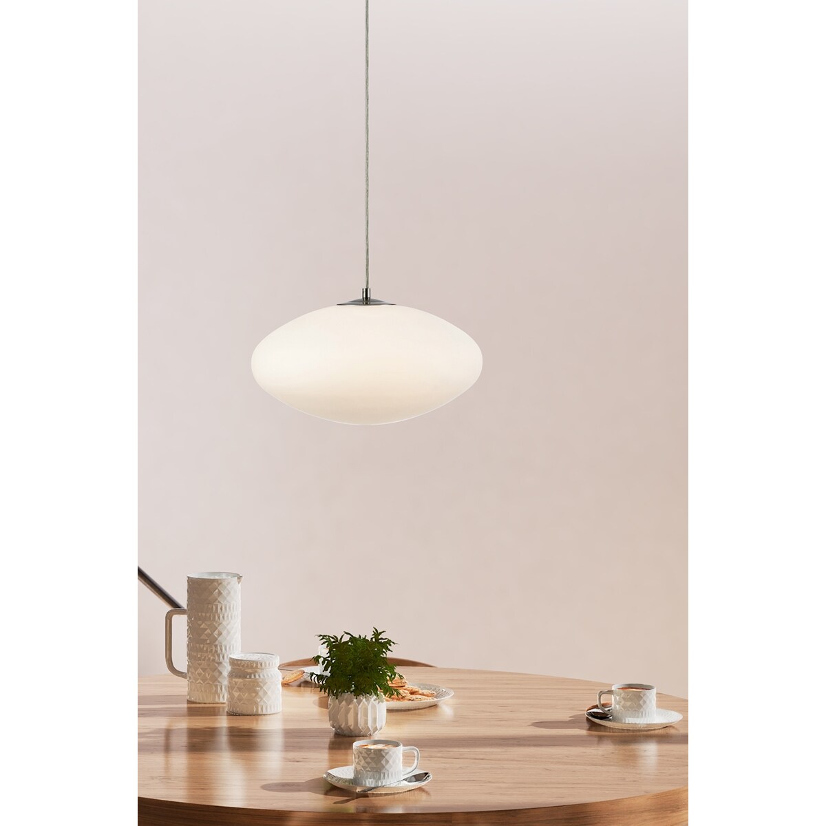 Lampa wisząca nad stół Locus 108437 Markslojd owalna szklana biała