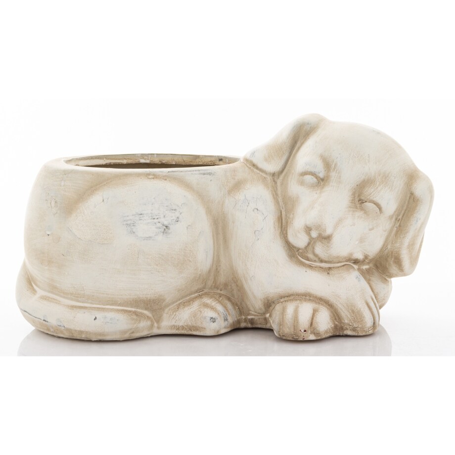 Osłonka ceramiczna 12x22x12,5 cm PIESEK mały szary