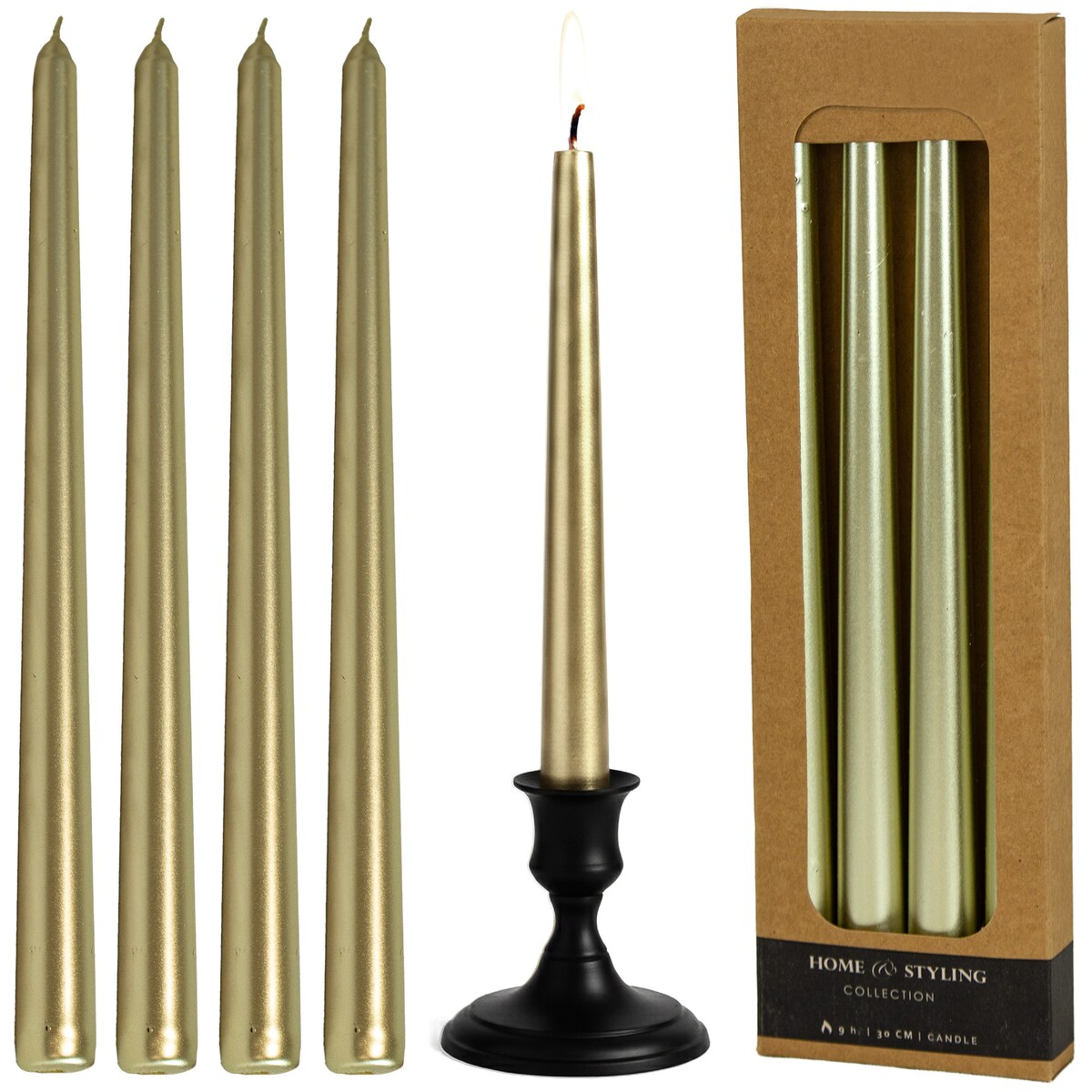 Świeca Boże Narodzenie Prosta Do Kolacji Wigilijnej 4 Szt. Złota