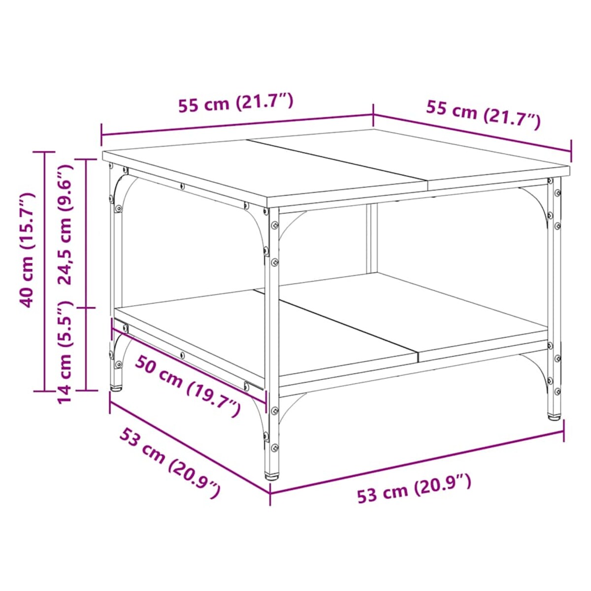 vidaXL Stolik kawowy, czarny, 55x55x40 cm, materiał drewnopochodny