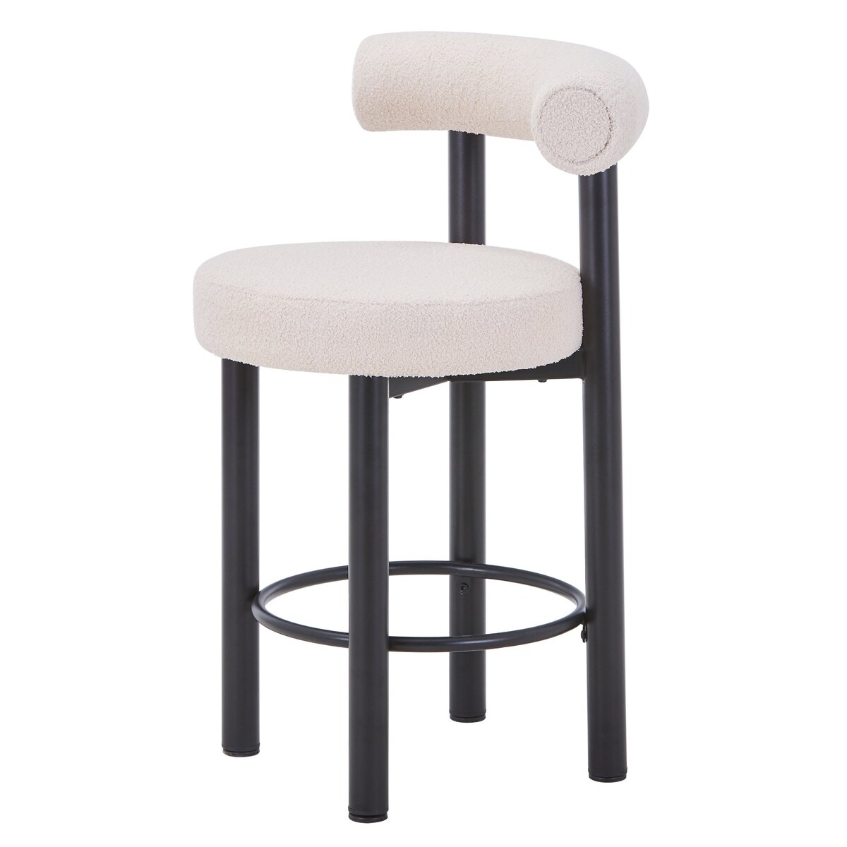 Hoker beżowy/czarne nogi/boucle 92x56x61 cm PEDRINO - II, 2 szt.