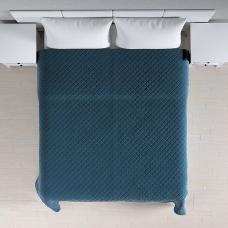 Narzuta pikowana w romby 200x210 pruski błękit