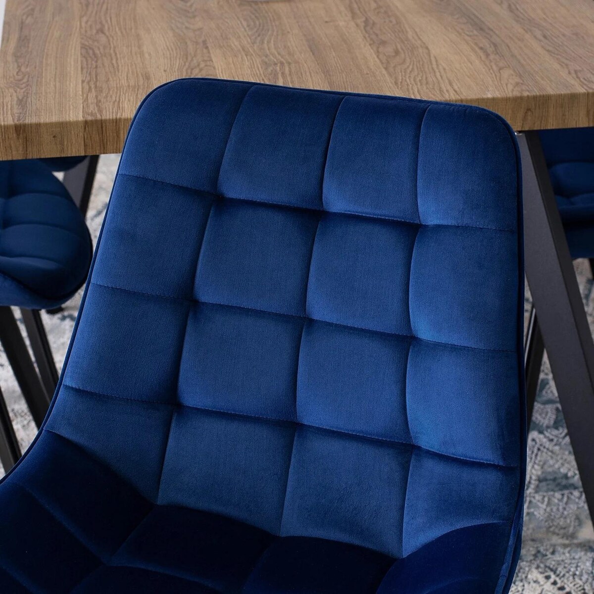 Krzesło Tapicerowane Welurowe RICK Granat do Jadalni