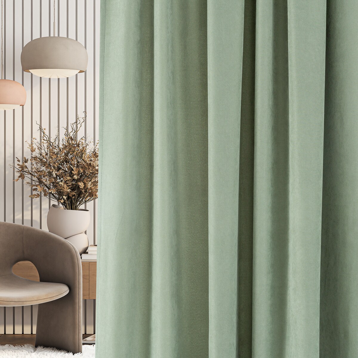 Zasłona na taśmie marszczącej szałwiowa aksamitna 140 x 280 cm 1 szt. 140x280 pastelowy