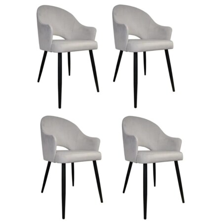 Zestaw krzeseł JENISEJ VELVET 4szt. jasno szare