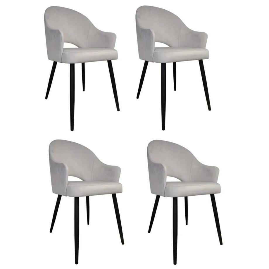 Zestaw krzeseł JENISEJ VELVET 4szt. jasno szare