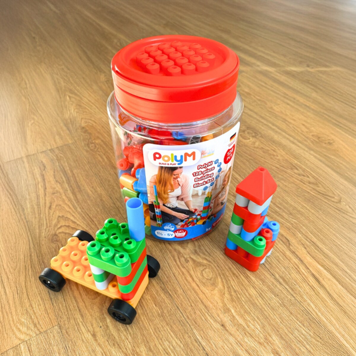 Miękkie Klocki Konstrukcyjne w Pudełku Zestaw Małego Konstruktora 128 el. 18m+ PolyM