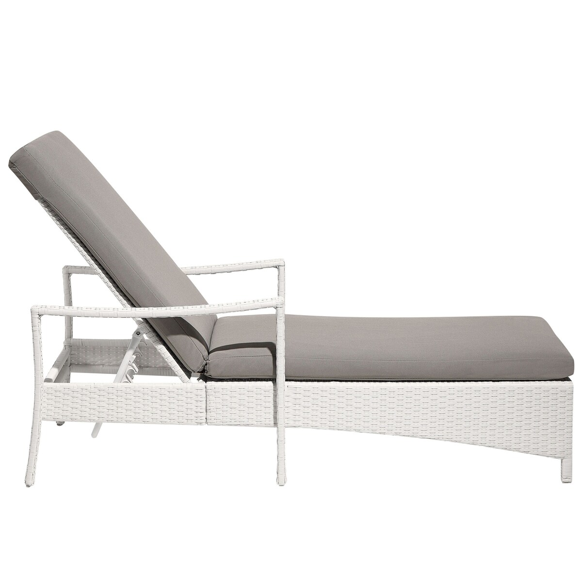 Leżak ogrodowy z poduszką VASTO Rozkładany Technorattan Biały