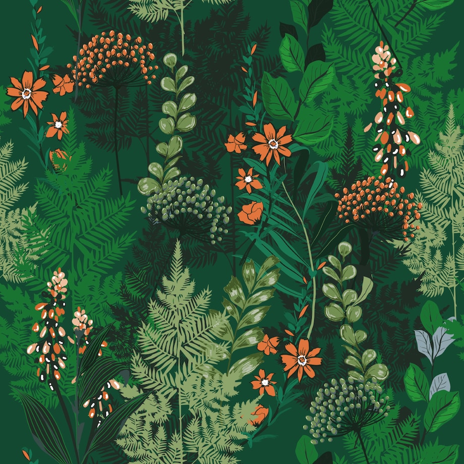 Tapeta KWIATY Paproć Liście Natura