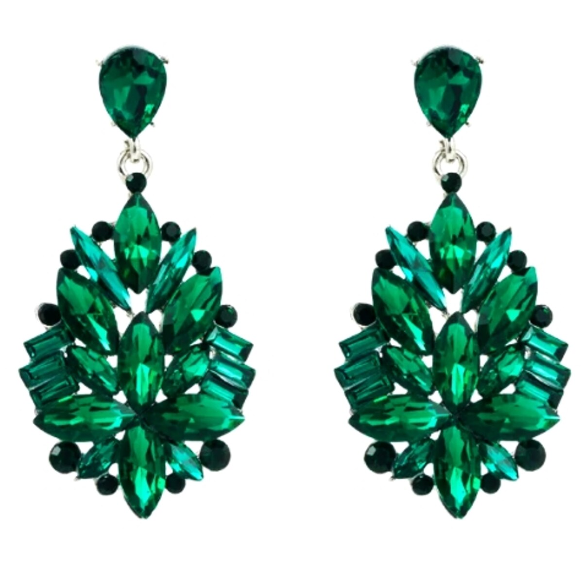 Kolczyki zielone srebrne butelkowa zieleń efektowne