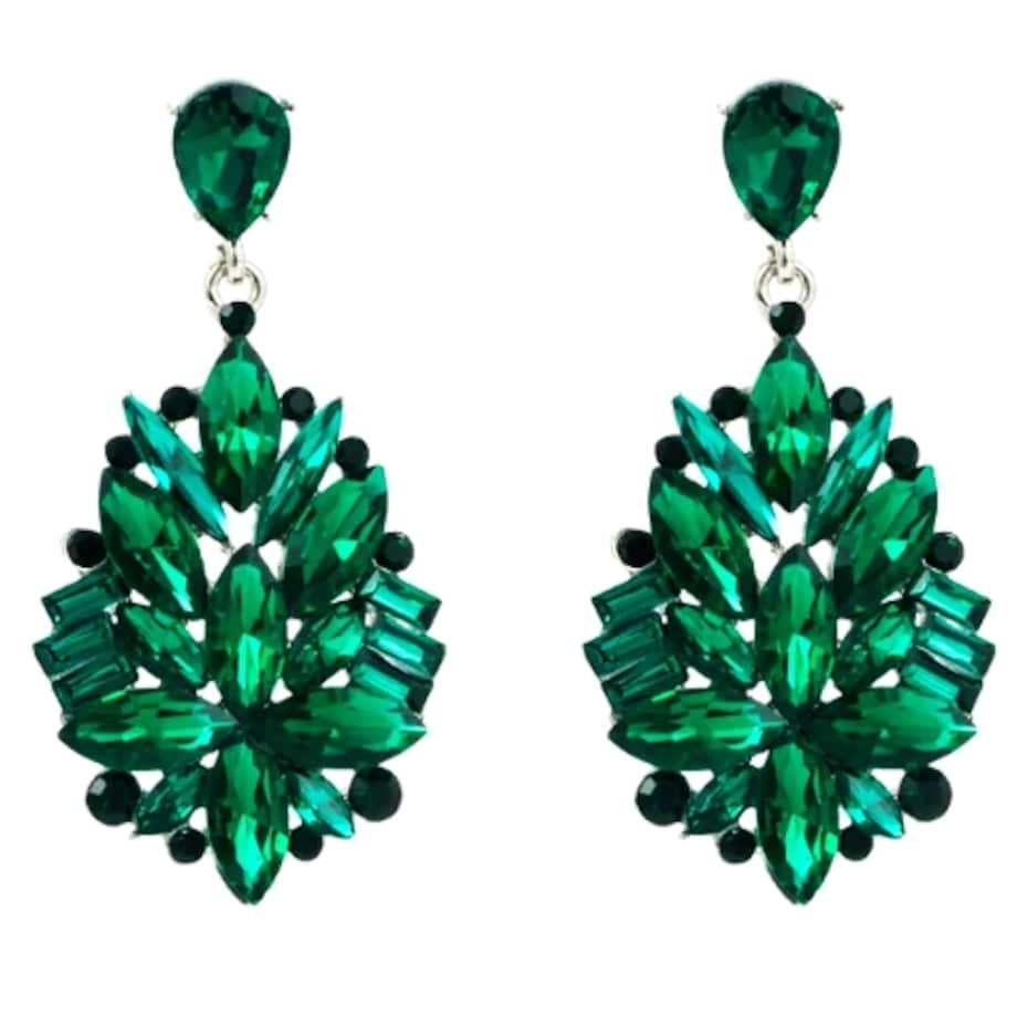 Kolczyki zielone srebrne butelkowa zieleń efektowne