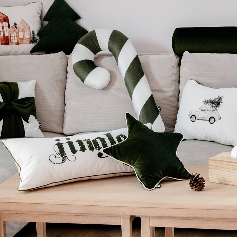 Poduszka XMAS wzór XM22 | Oliwkowa laska cukrowa XXL
