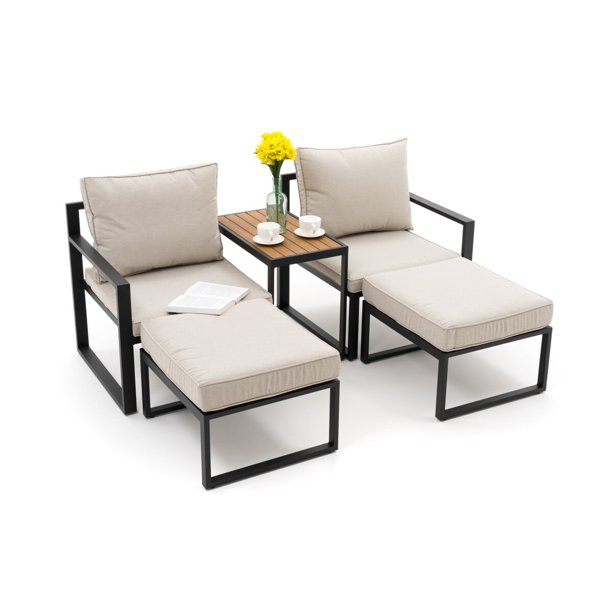 Zestaw mebli ogrodowych aluminiowe nowoczesne ATOL 2 grafitowo beżowe