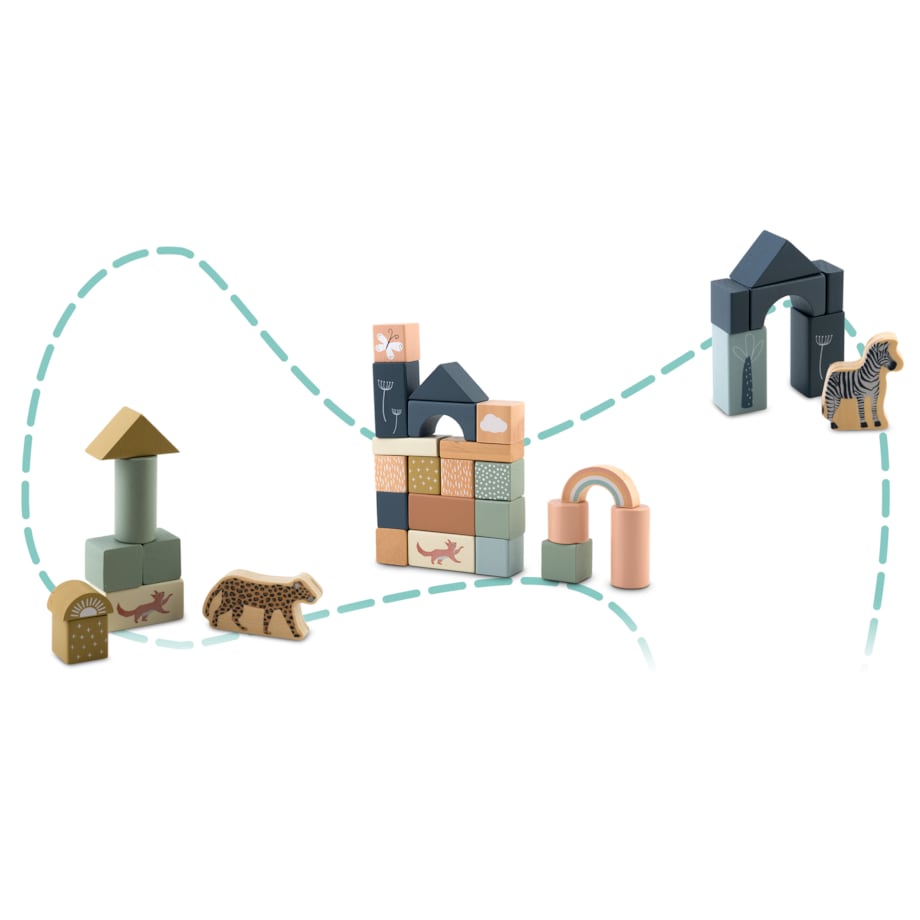 Klocki drewniane konstrukcyjne edukacyjne zestaw Nukido