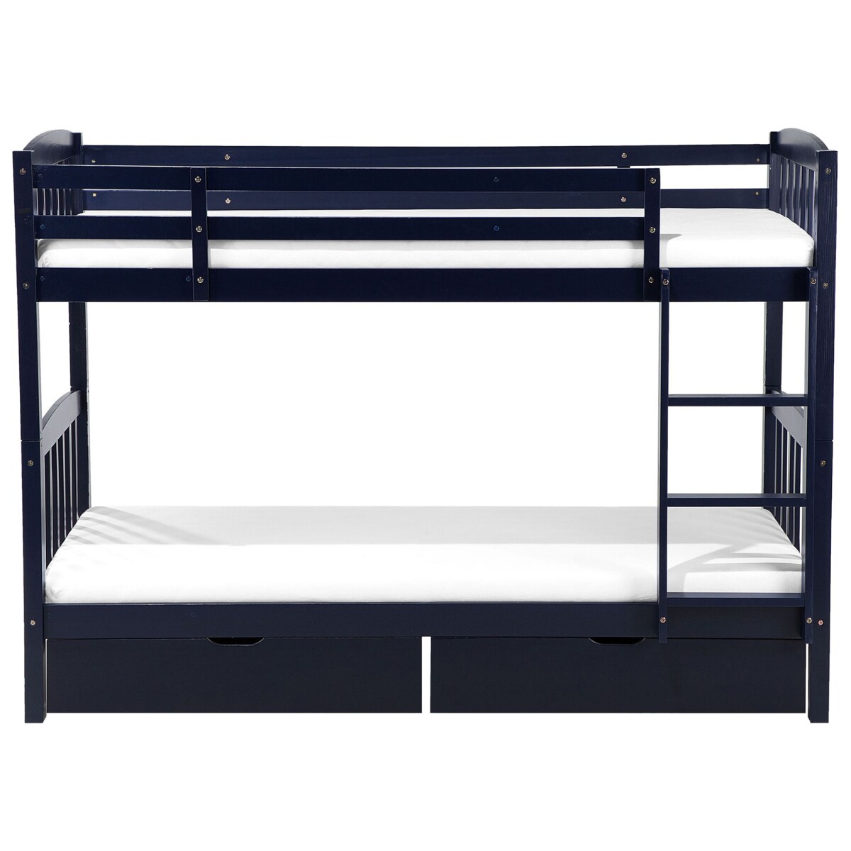 Łóżko piętrowe z szufladami drewniane 90 x 200 cm niebieskie REVIN