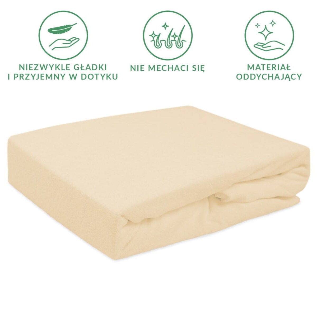 Prześcieradło z bawełny frotte z gumką 120x200 kolor jasny beż PREMIUM
