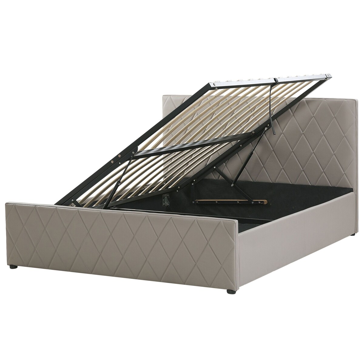 Łóżko z pojemnikiem ekoskóra 180 x 200 cm beżowoszare ROCHEFORT