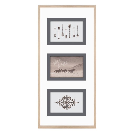 Drewniana ramka na trzy zdjęcia, mini galeria, 24 x 51 cm