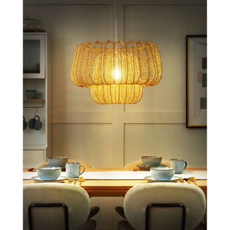 Lampa wisząca pleciona papierowa beżowa SAISI