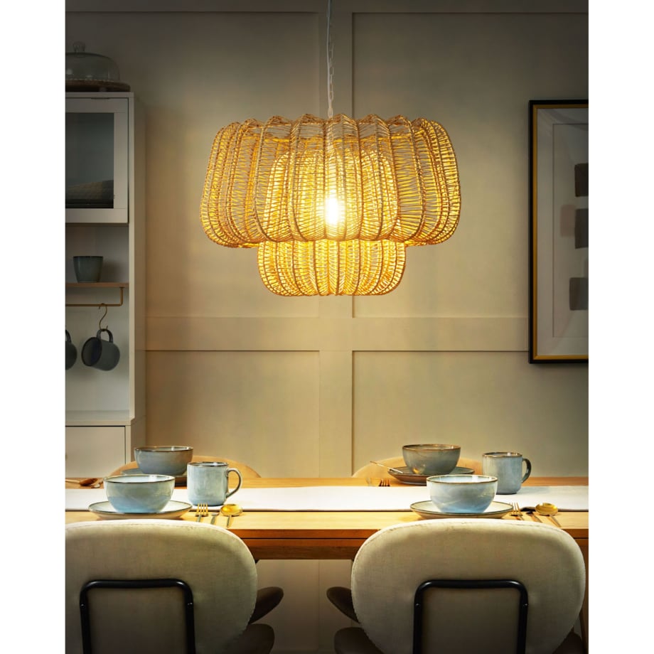 Lampa wisząca pleciona papierowa beżowa SAISI