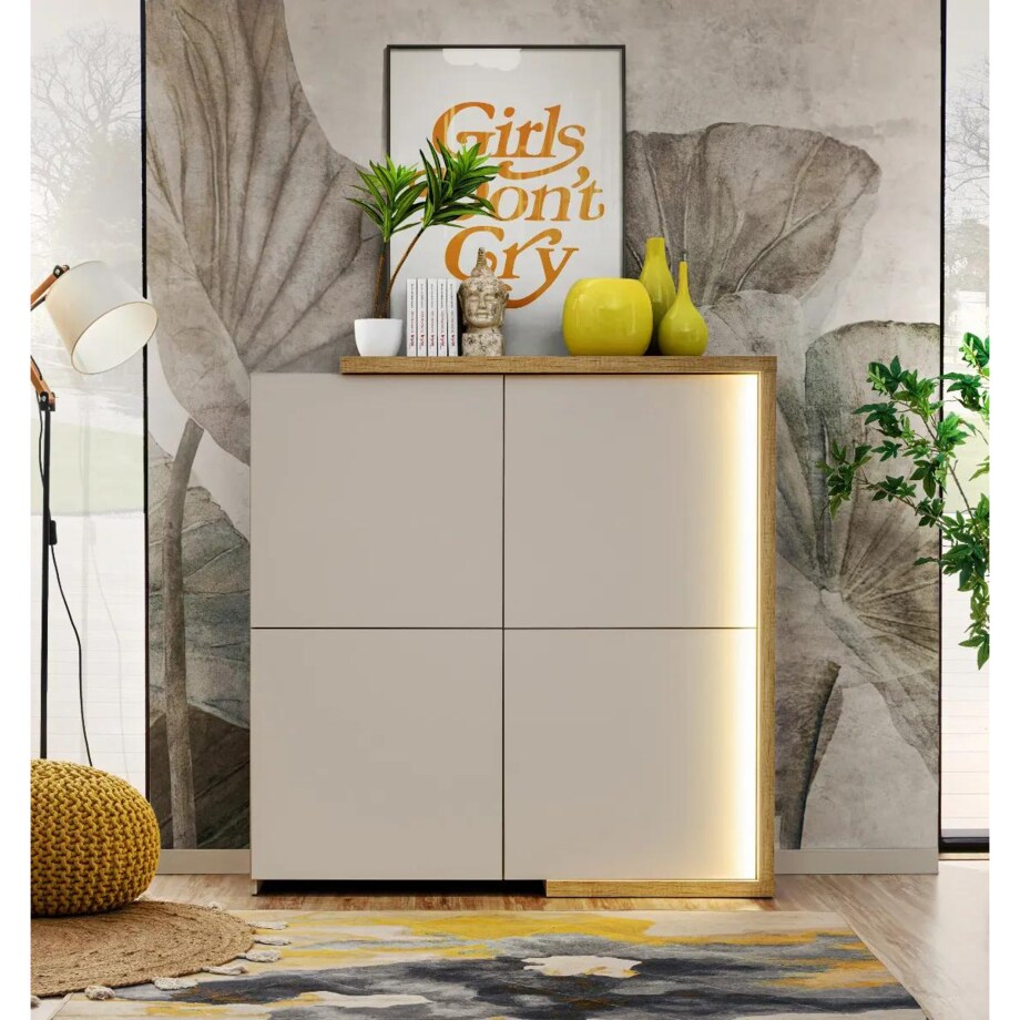 Komoda DASAR 130 4D dąb artisan/kaszmir