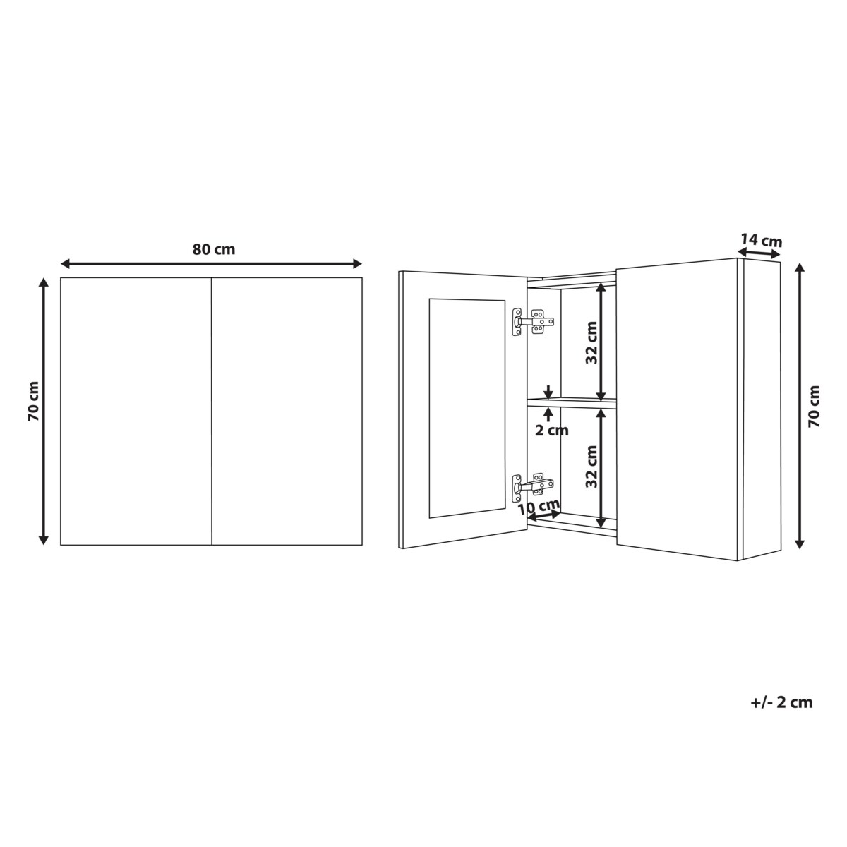 Szafka łazienkowa wisząca z lustrem 80 x 70 cm NAVARRA