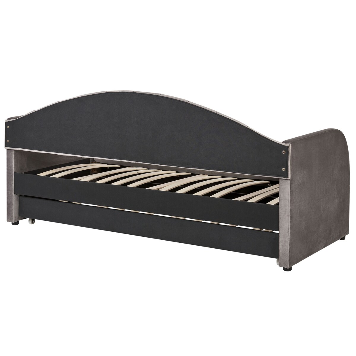 Łóżko wysuwane welurowe 90 x 200 cm szare EYBURIE