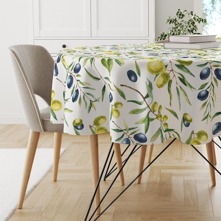 Obrus okrągły SUMMER wzór SM11 | oliwki - średnica 150 cm